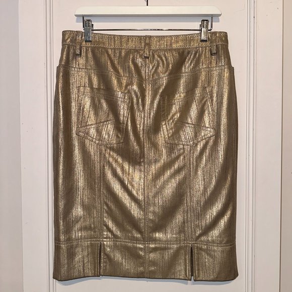 Christian Dior Metallic Gold Goat Suede Skirt - Picture 2 of 12